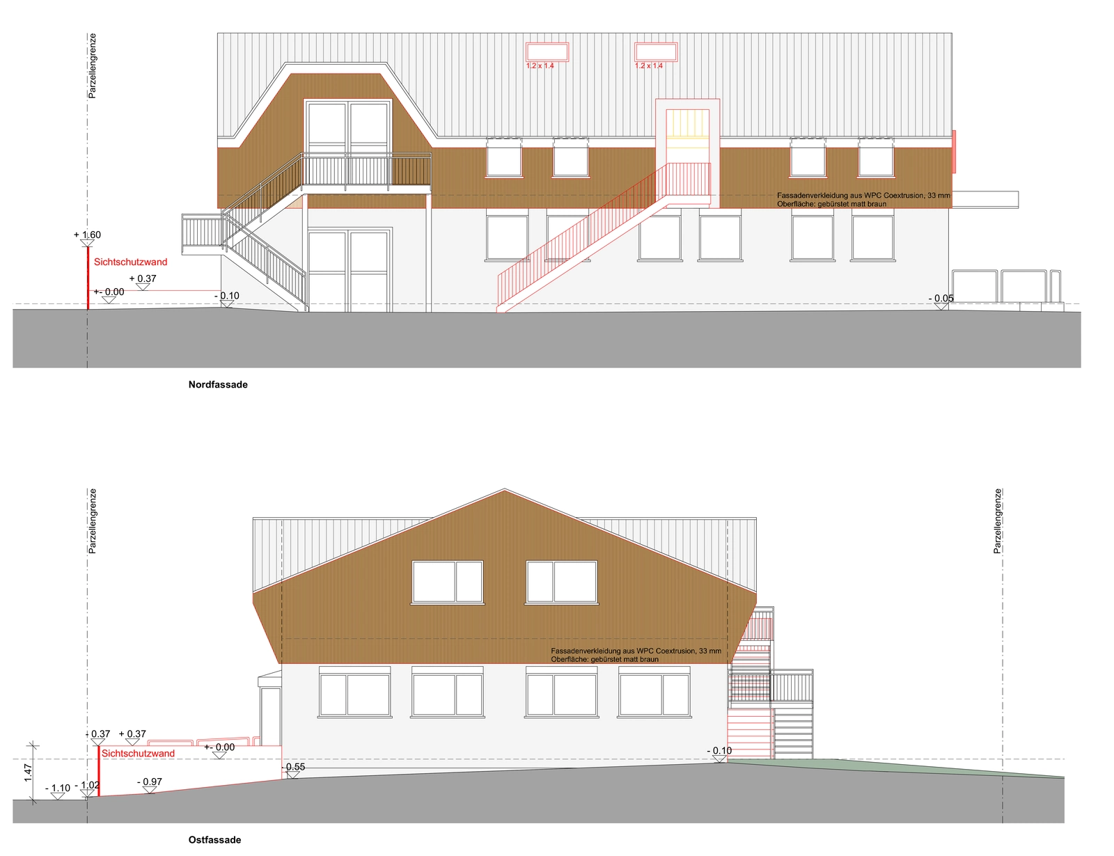 North / East Elevations