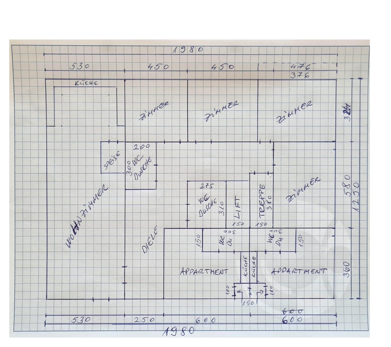 Upper Floor: Client sketch