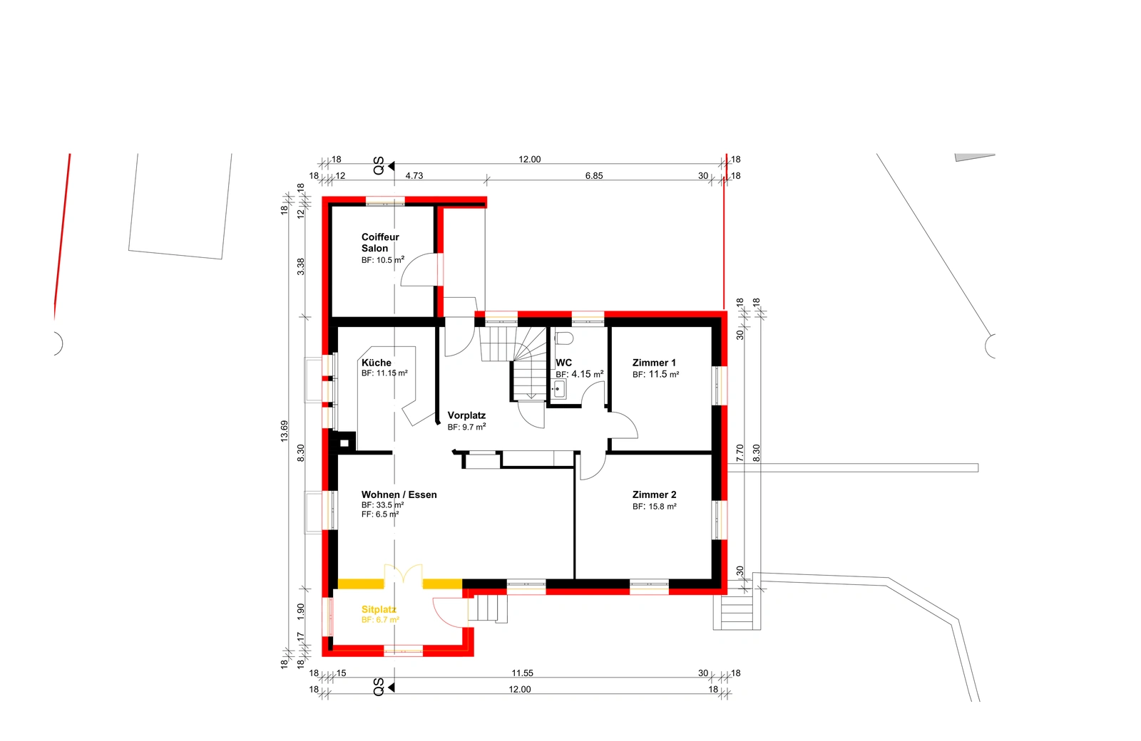 Ground Floor: Clean CAD redrawing