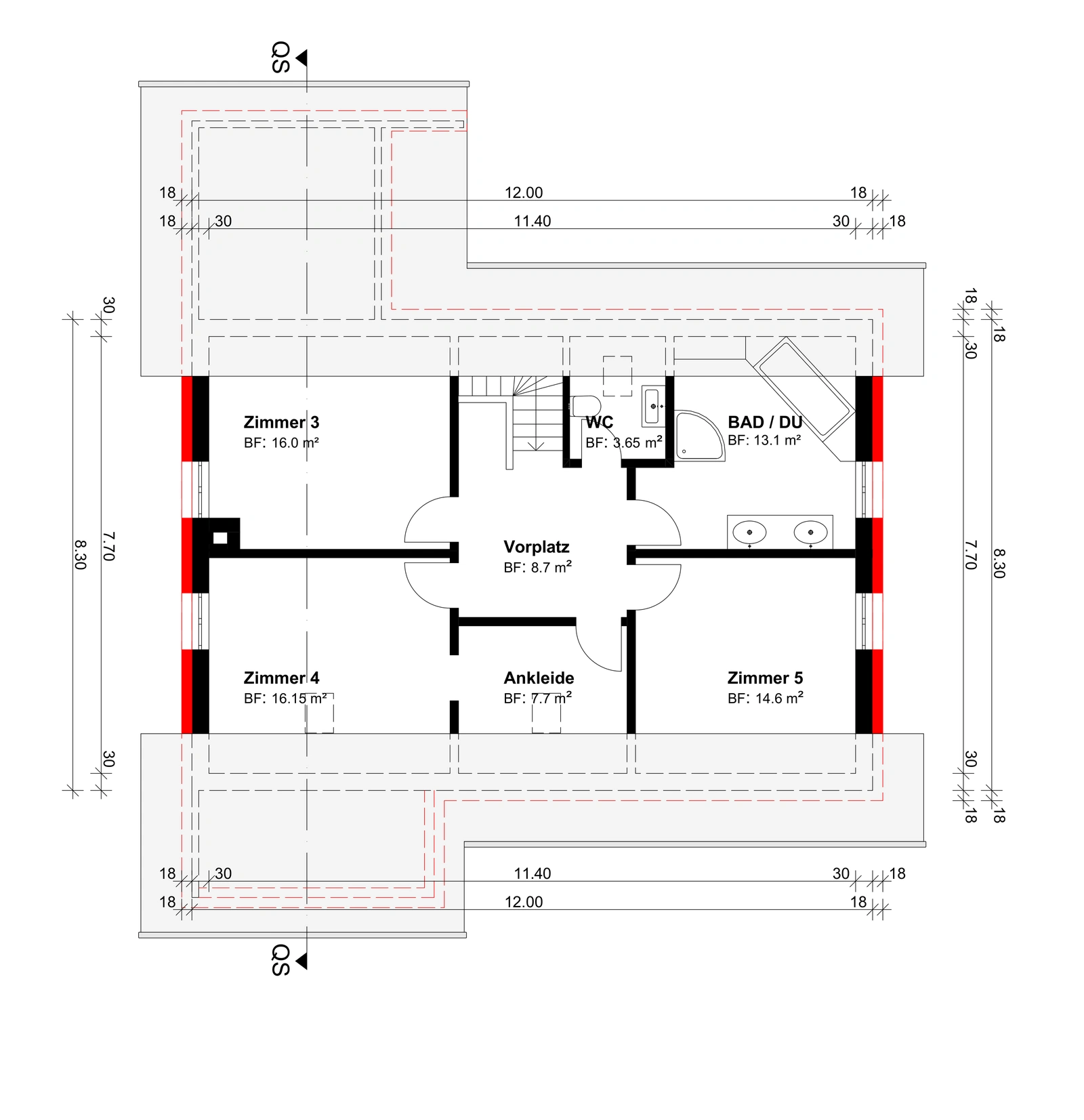 Upper Floor: Clean CAD redrawing