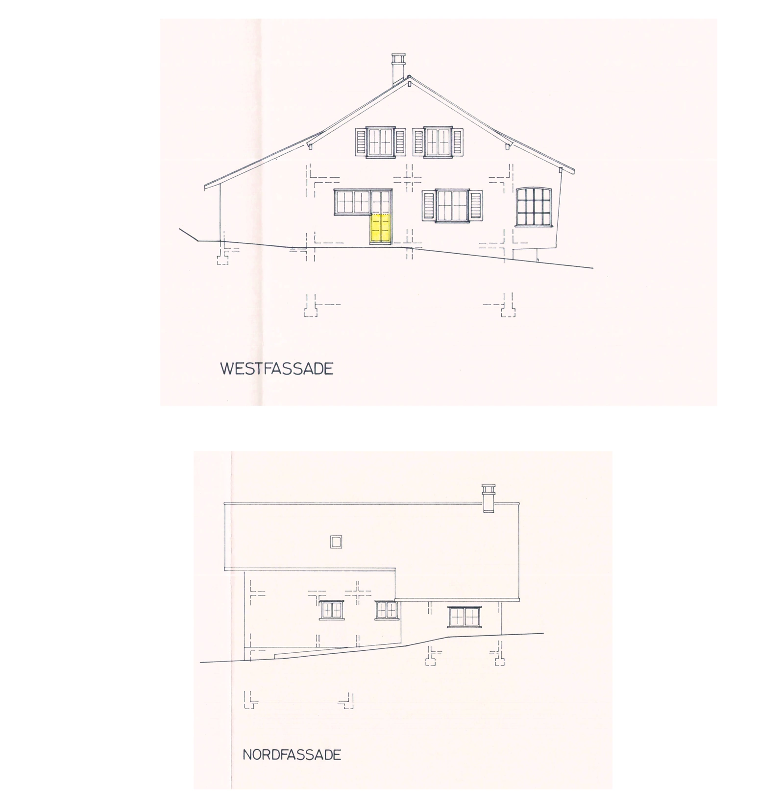 West / North Elevations: Original 1995 drawing