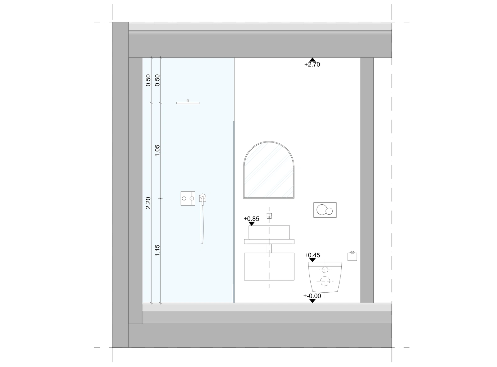 Ground Floor — Shower / WC — Elevation B