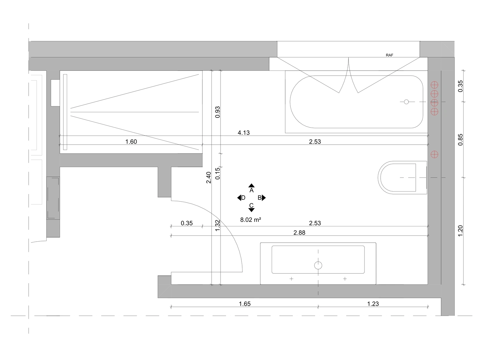 Upper Floor — Bathroom Plan